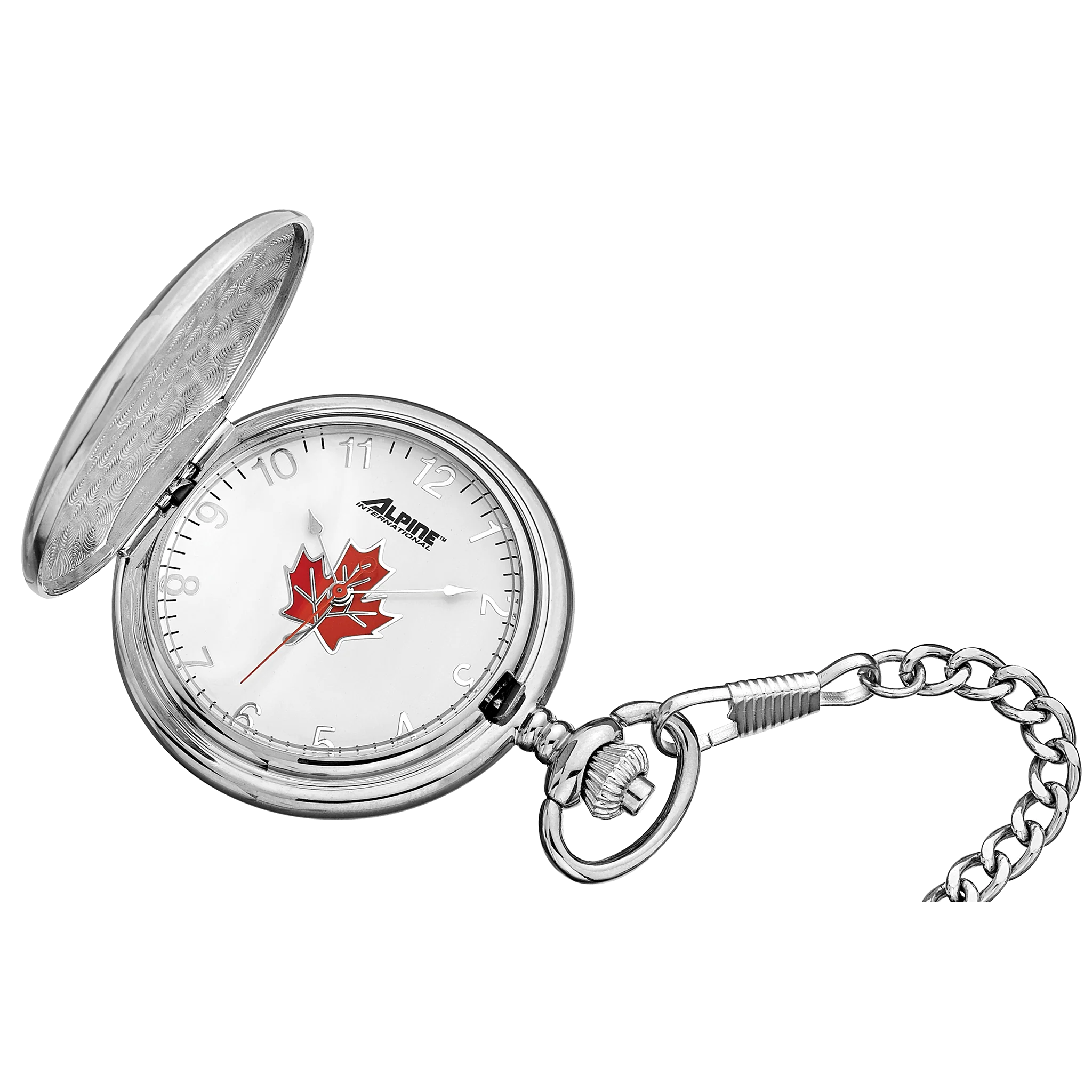 Alpine Quartz Pocket Watch - Silver with Maple Leaf