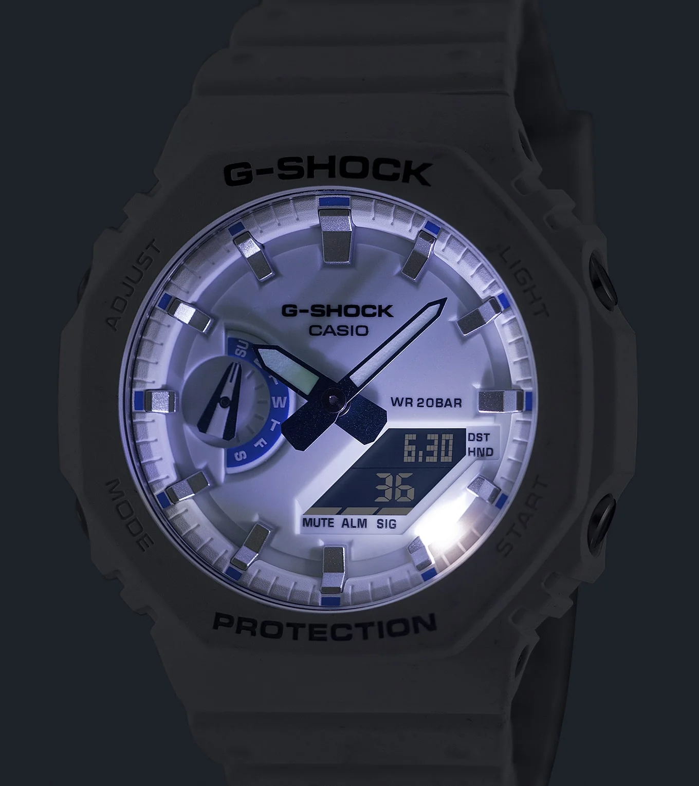Casio G-Shock - GA2100 Series - White with Blue Accents - Image 4