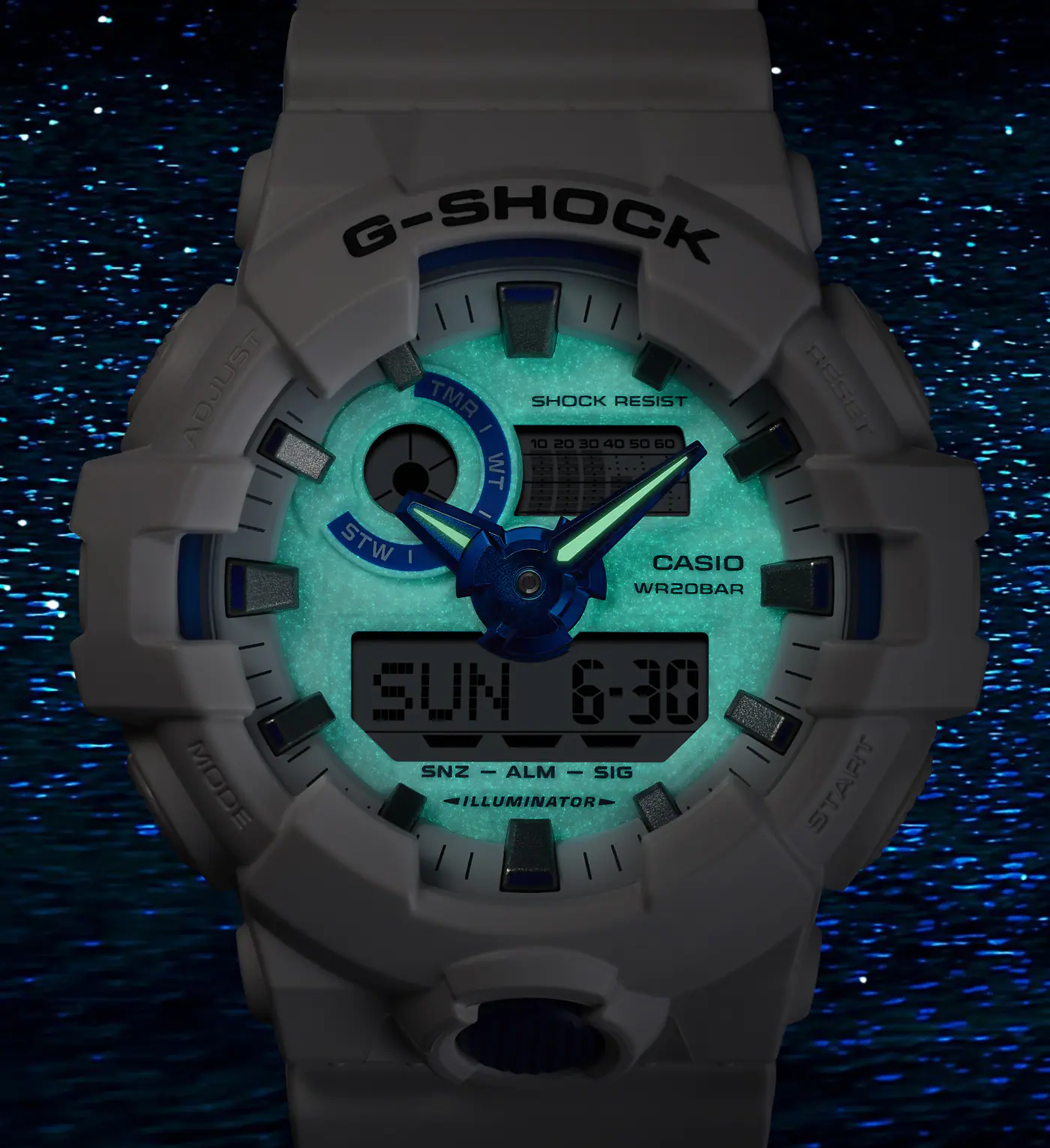 Casio G-Shock - GA700 Series - White with Blue Accents - Image 2