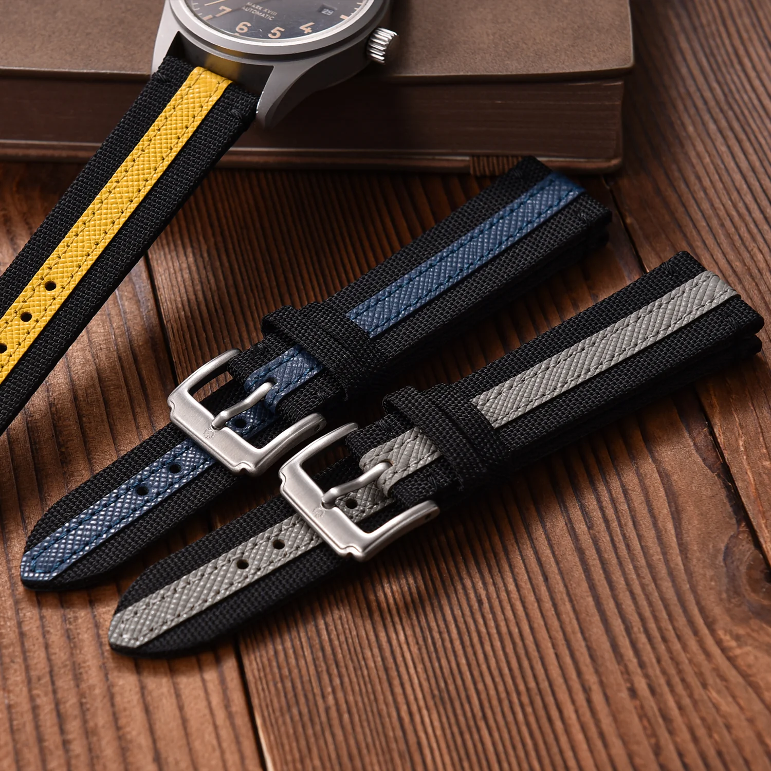 Halifax Watch Bands - Sailcloth & Saffiano Leather Hybrid - Image 5