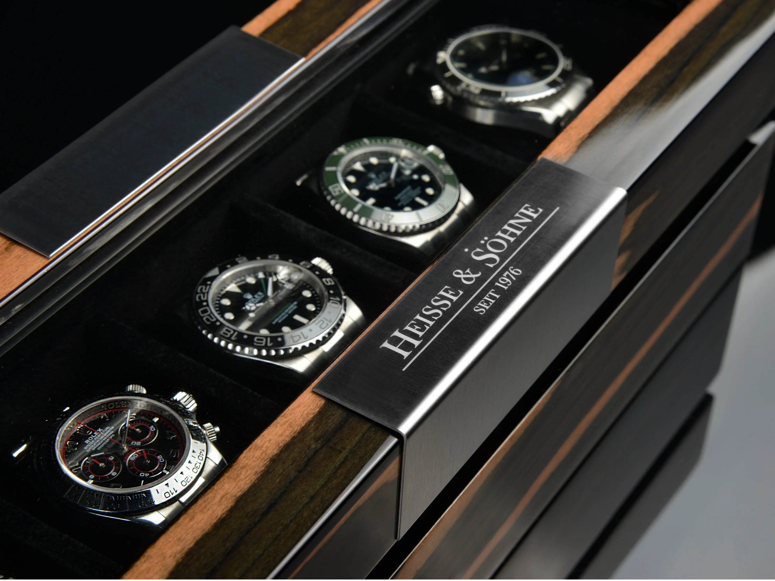 HEISSE & SÖHNE - 5 Watch Box - Macassar & Black - Image 4