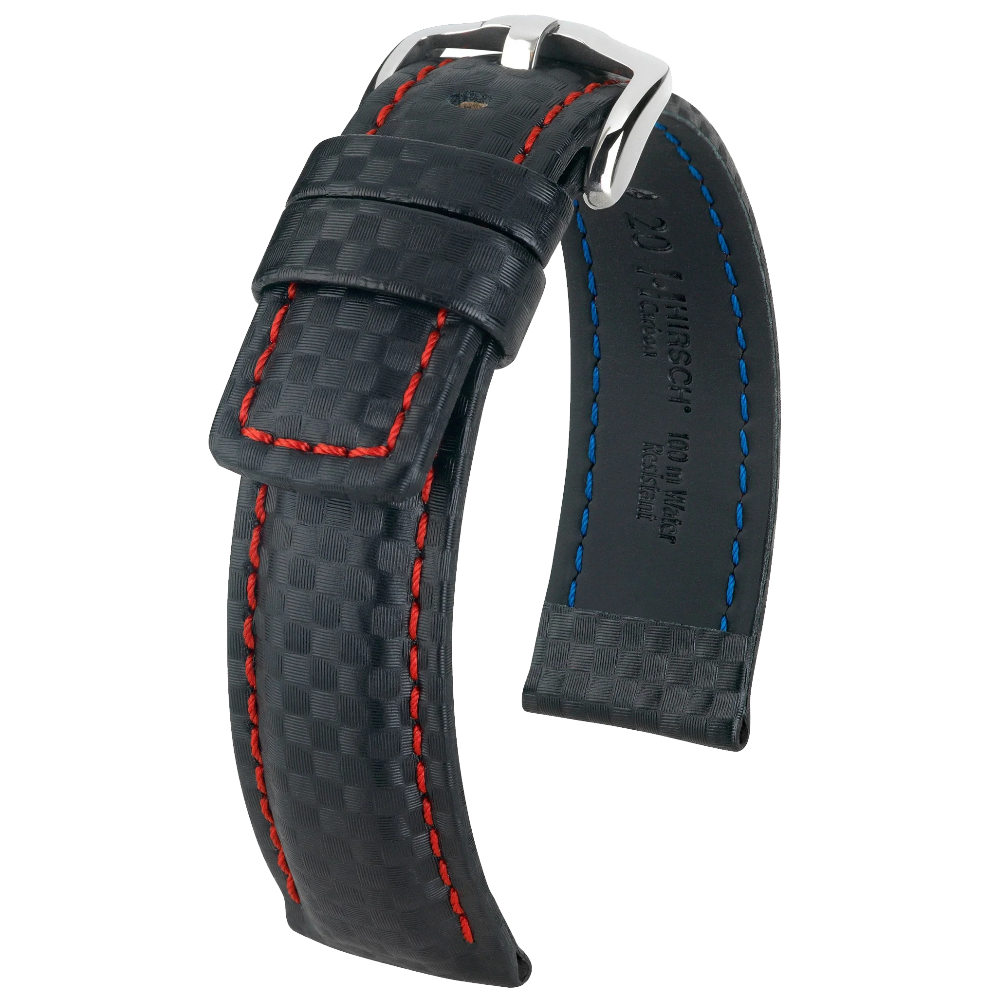 Hirsch CARBON Embossed Waterproof Leather Watch Strap - Image 5