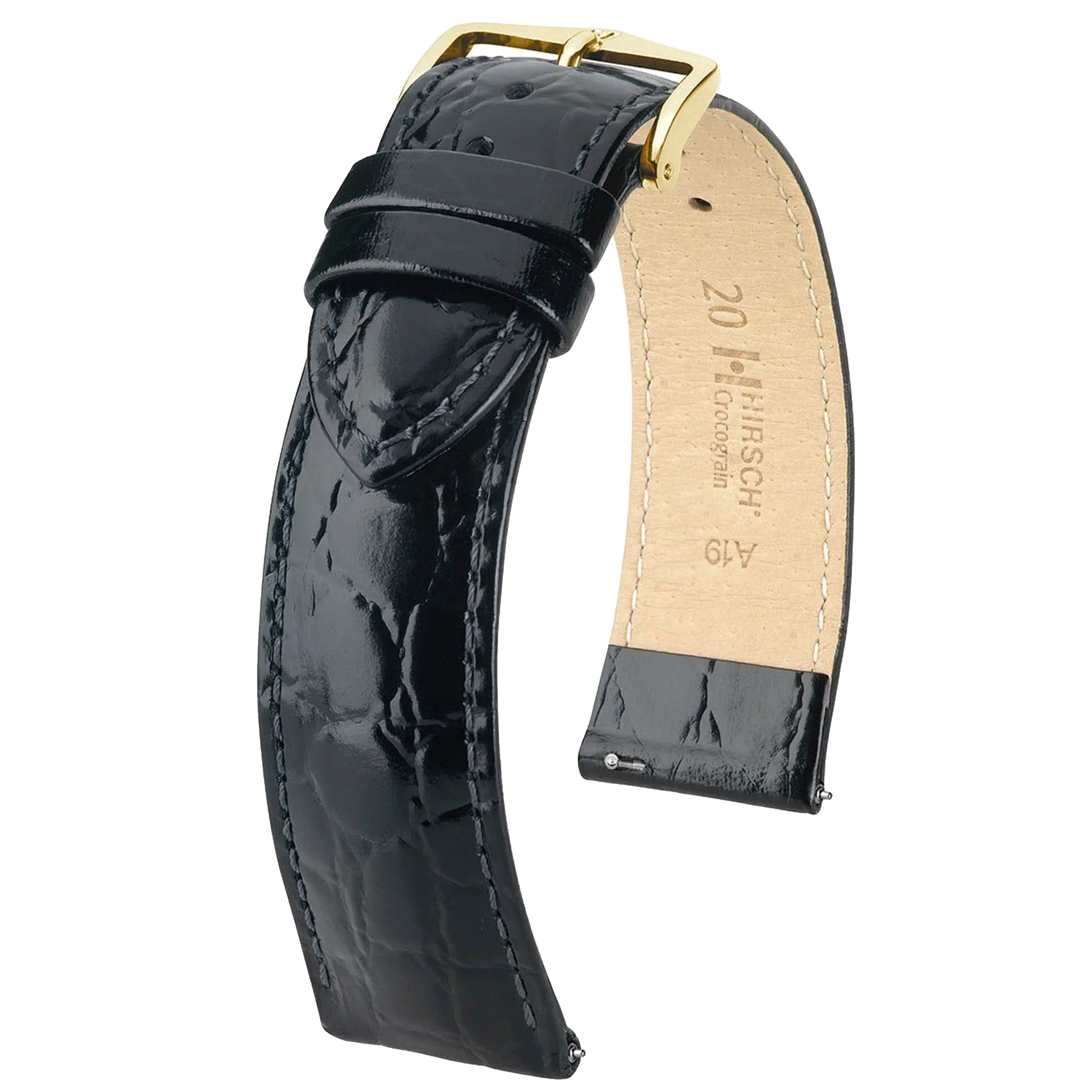 Hirsch CROCOGRAIN Crocodile Embossed Leather Watch Strap - Image 4