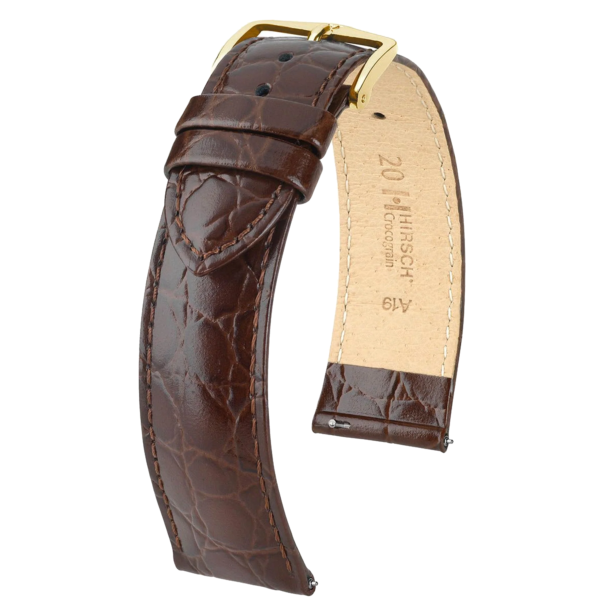 Hirsch CROCOGRAIN Crocodile Embossed Leather Watch Strap - Image 5