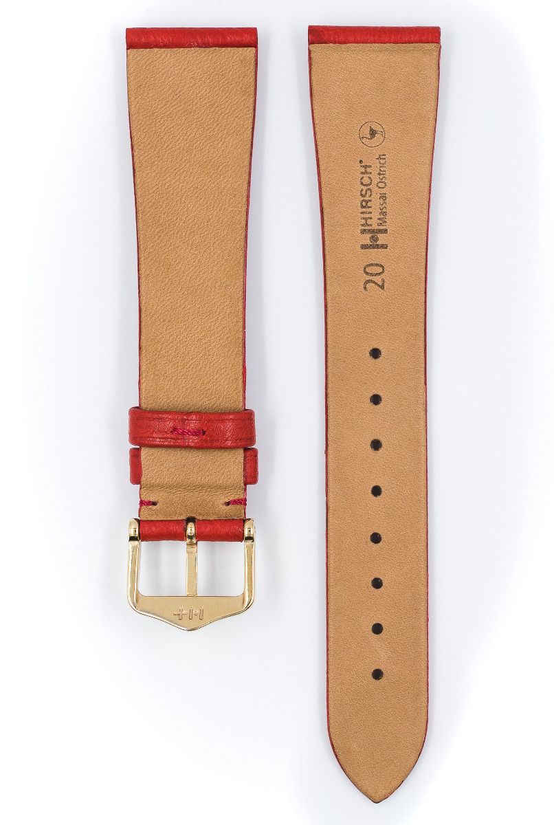 Hirsch MASSAI OSTRICH Leather Watch Strap in RED - Image 3
