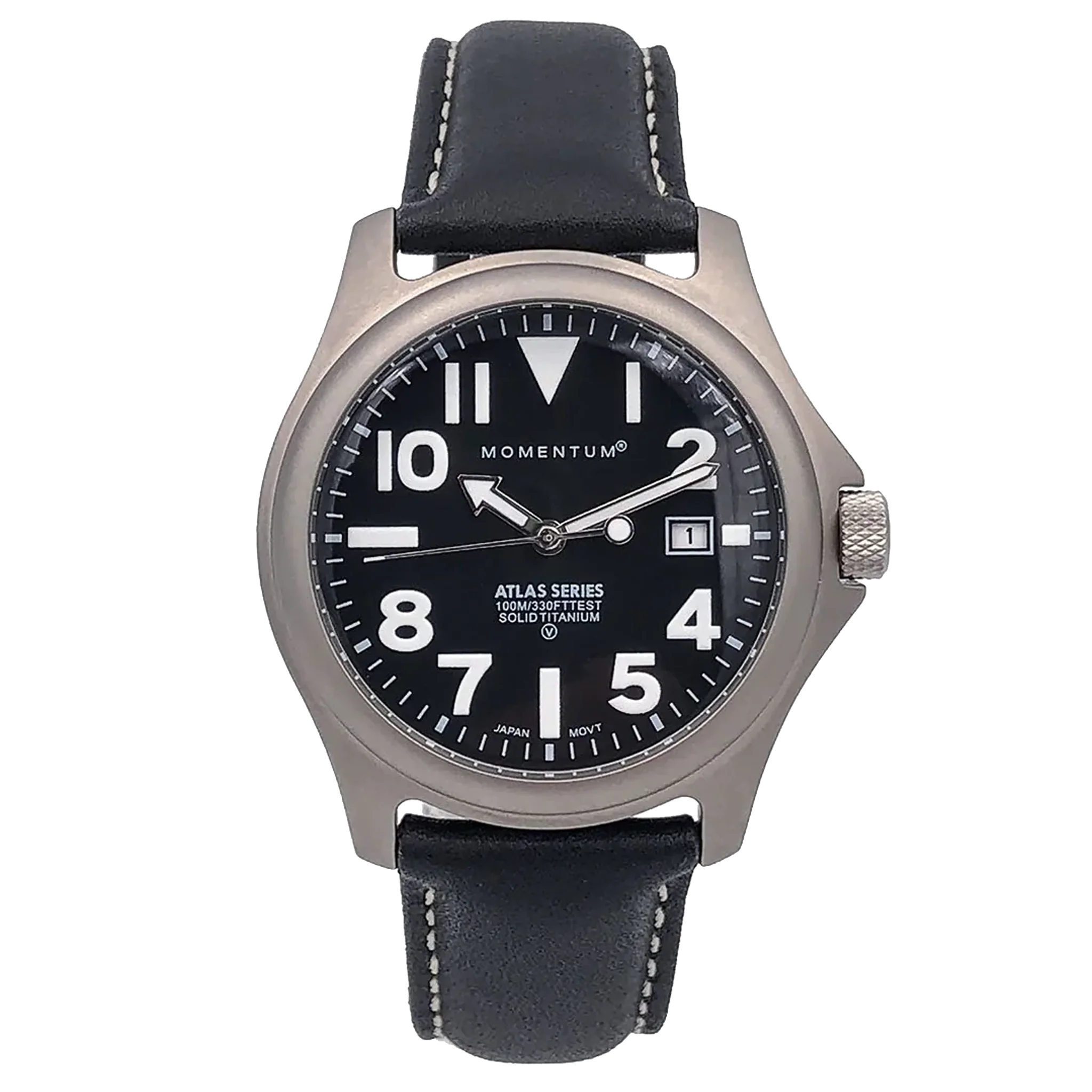 Momentum Atlas 38MM - Titanium with Black Cloud Leather