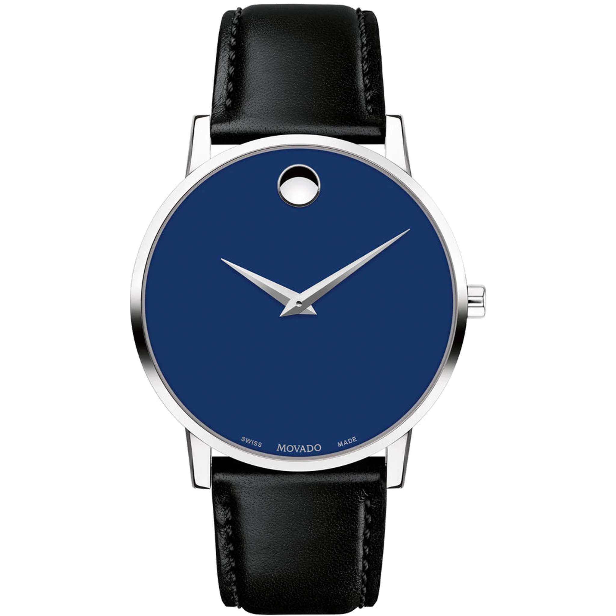 Movado Watch - Classic 40mm Museum Blue Dial & Black Leather