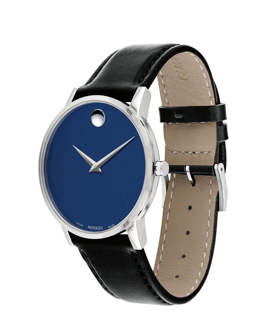 Movado Watch - Classic 40mm Museum Blue Dial & Black Leather - Image 2