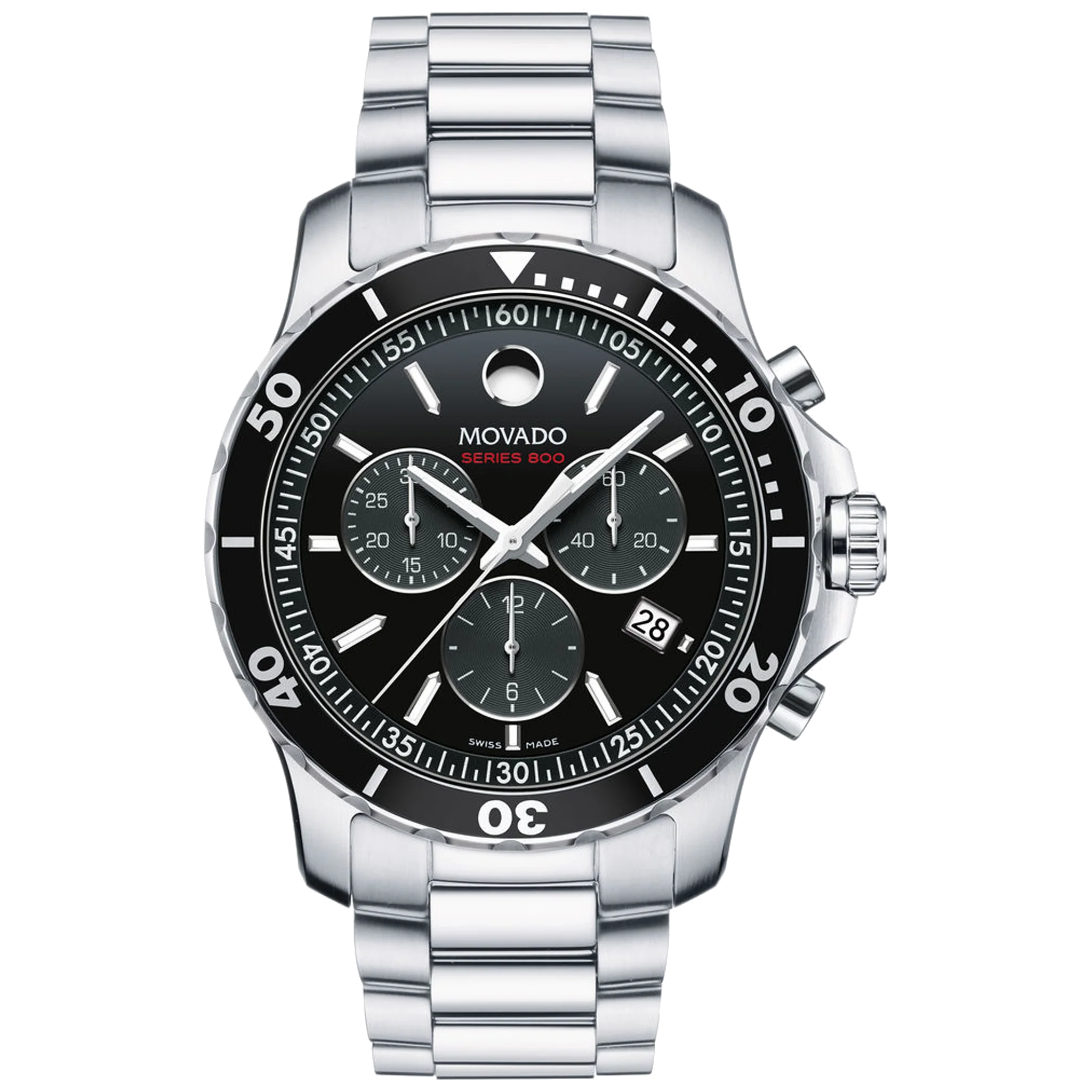 Movado Series 800 Chronograph - Stainless Steel with Black Dial