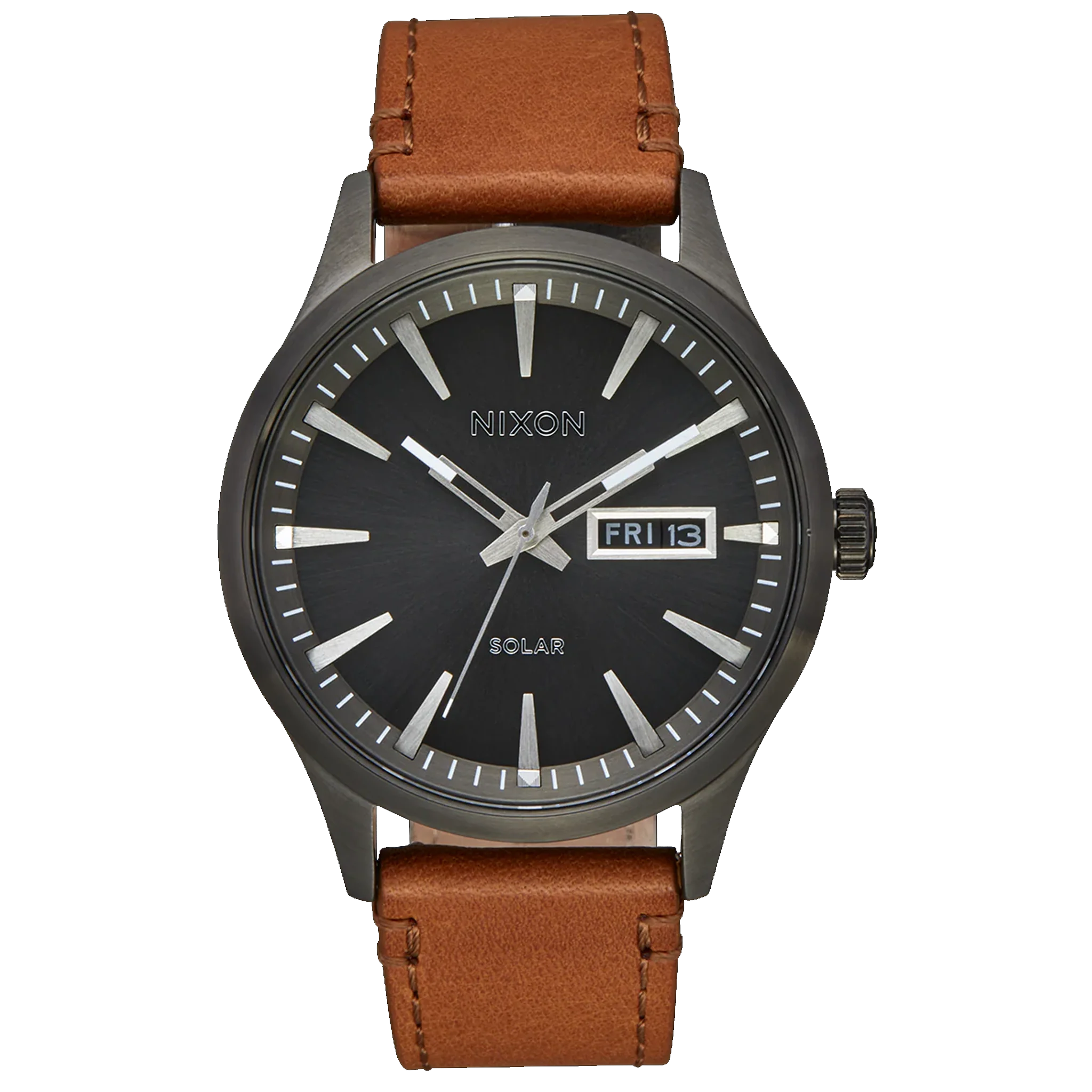 Nixon Sentry Solar Leather - Gunmetal