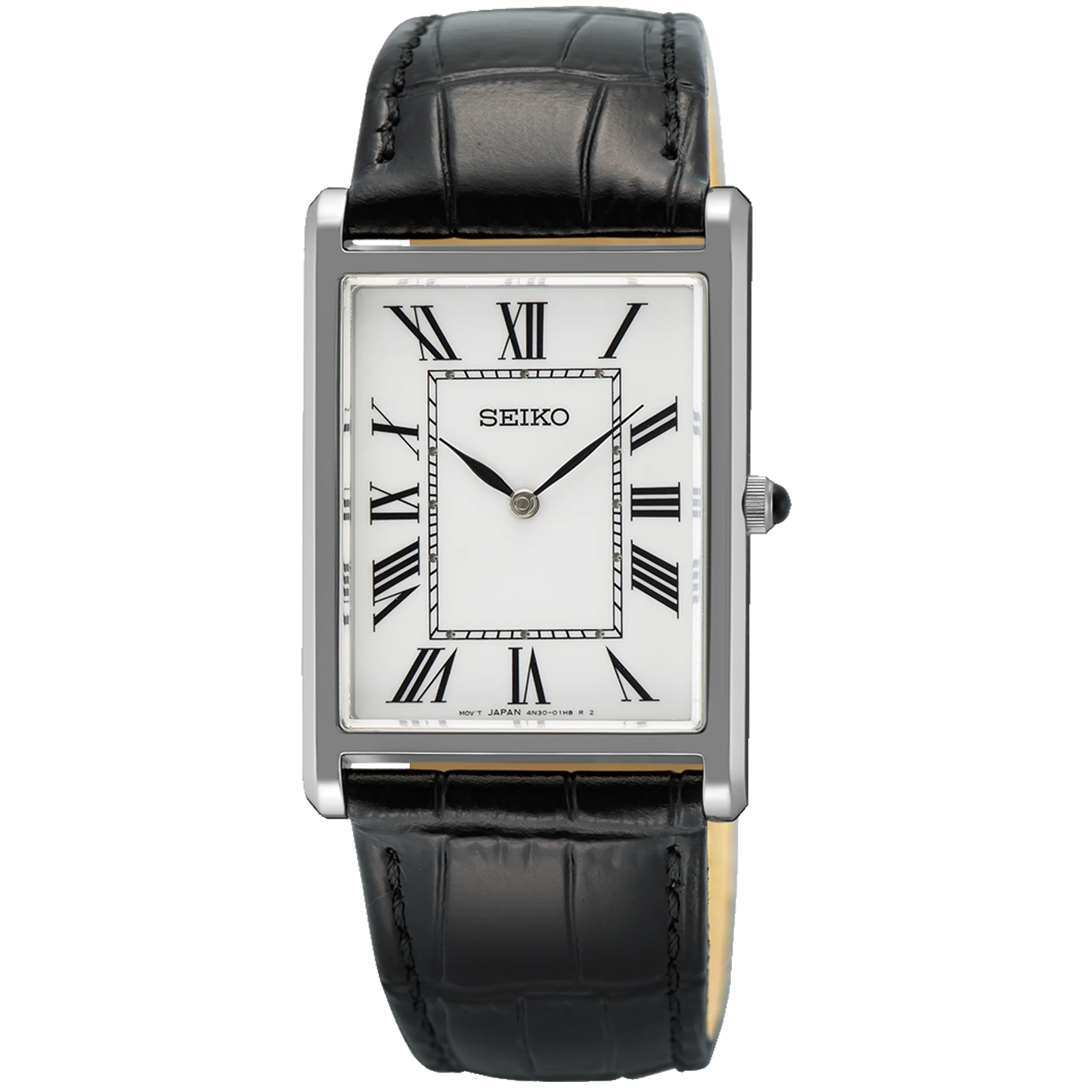 Seiko Watch - Stainless Steel with Black Leather