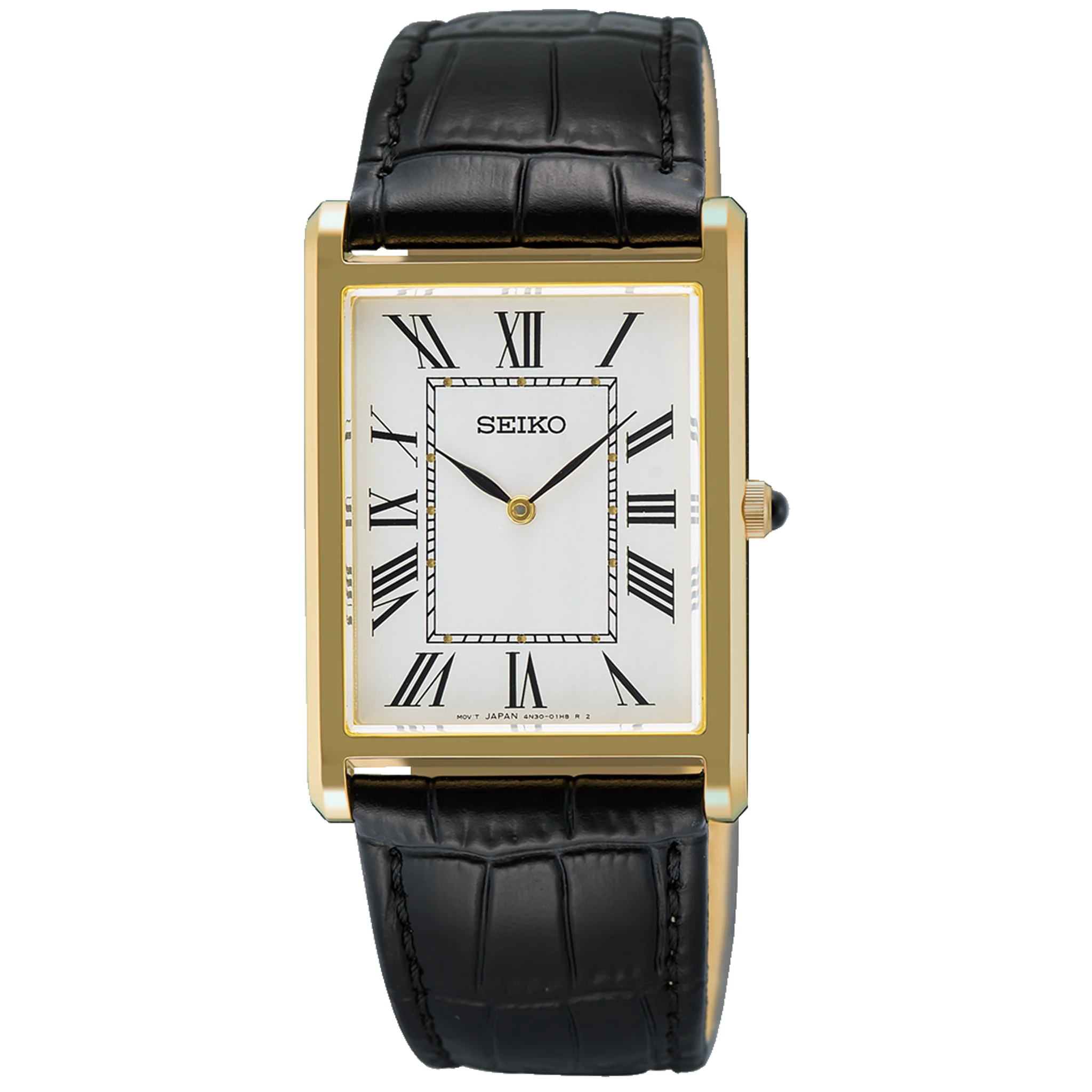 Seiko Watch - Gold Tone with Black Leather