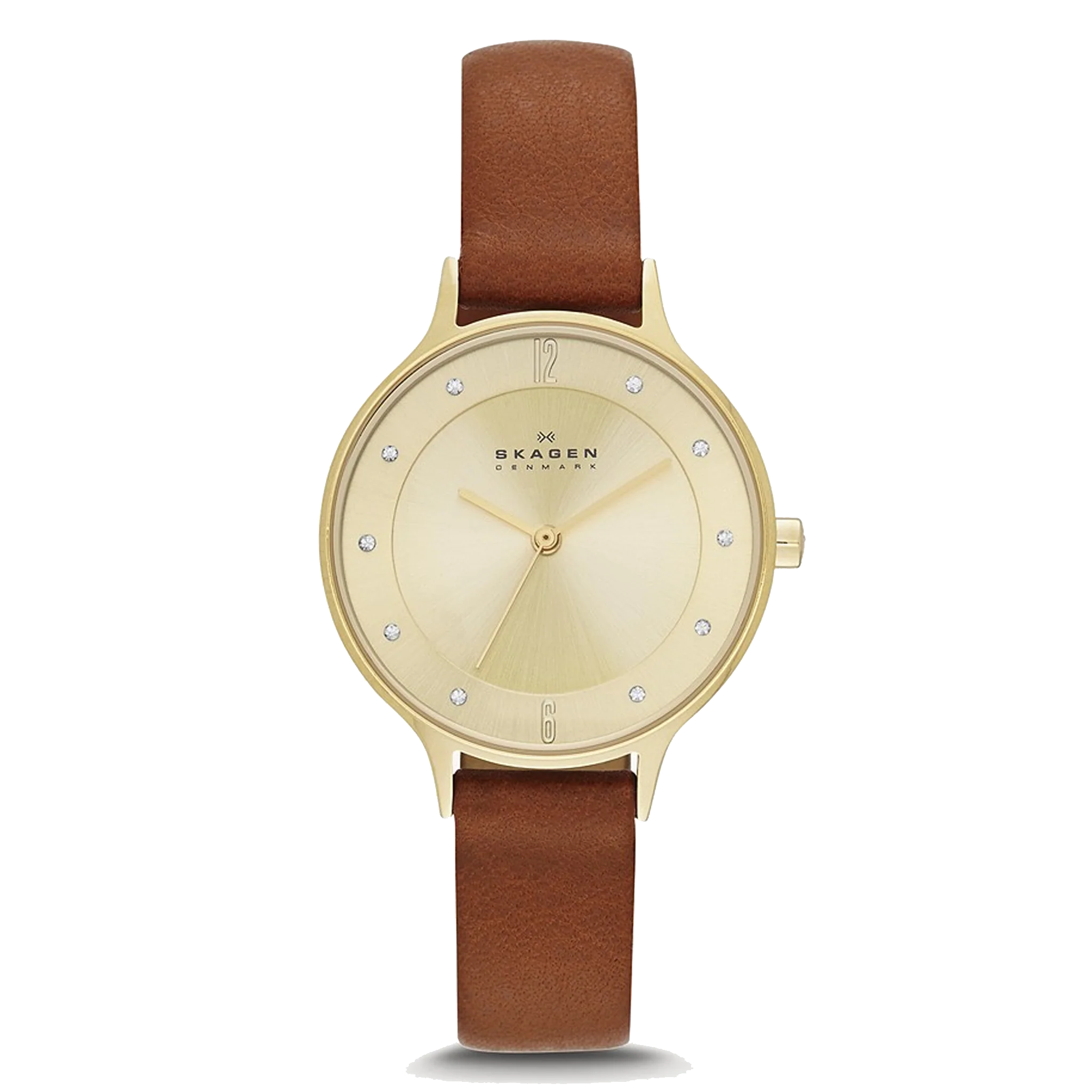Skagen Anita Lille - Gold Tone, Brown Leather