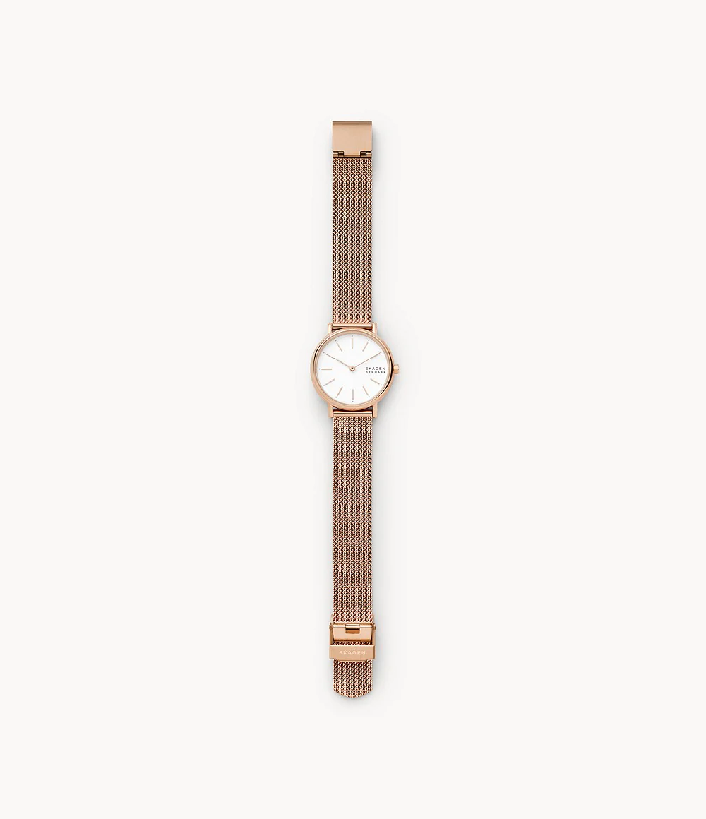 Skagen - Signatur Slim Rose Gold-Tone Steel-Mesh Watch - Image 3