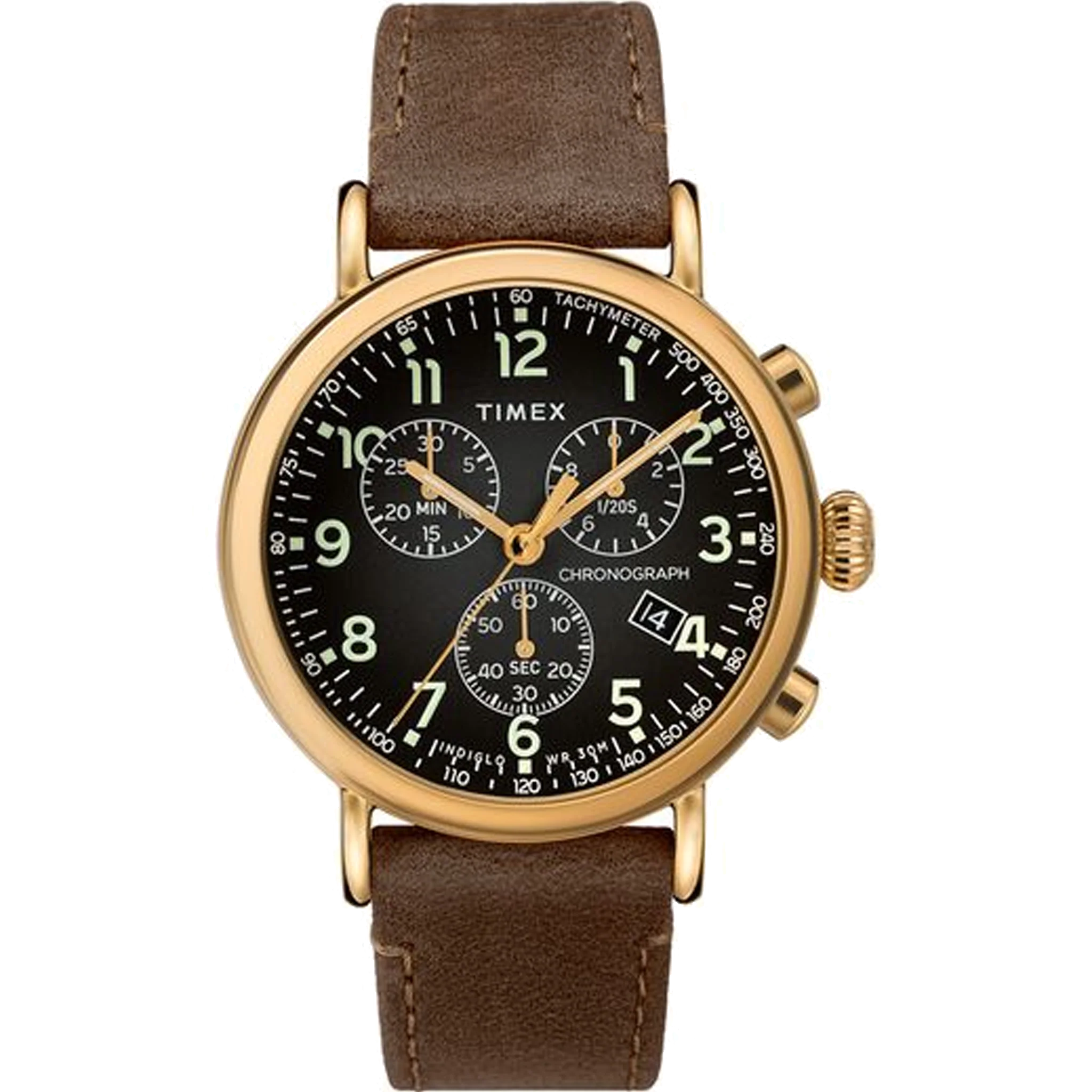Timex - Standard Chronograph 41mm Leather Strap Watch